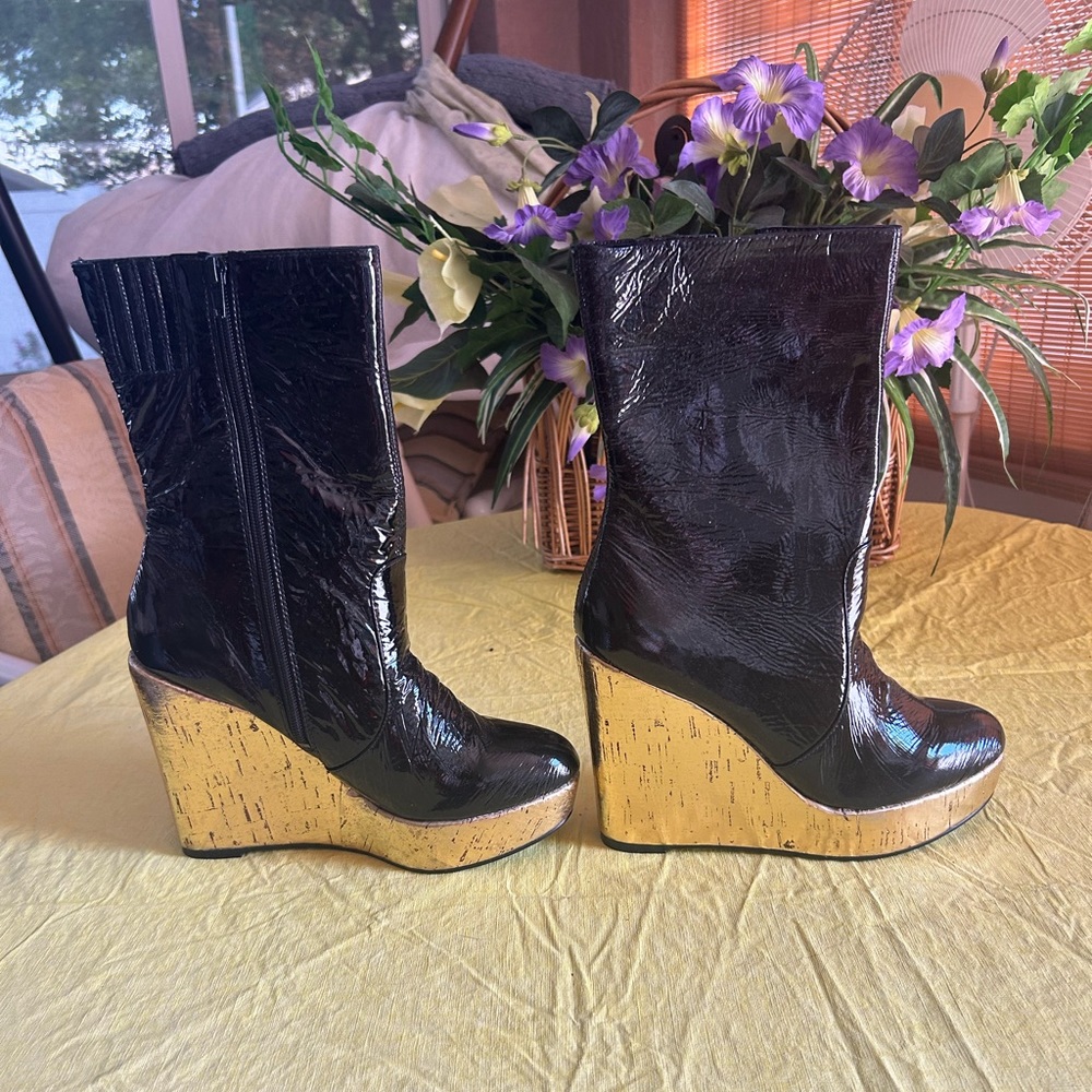 NA*NA patent leather boots. Size 9.5